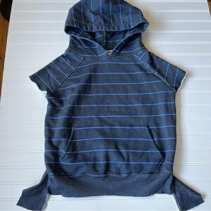 Frank & Eileen Tee Lab Short Sleeve pullover Blue and Gray Striped Hoodie